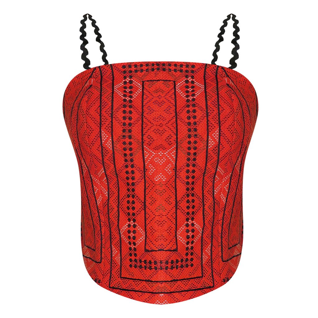 Red Balochi Embroidered Crop Top