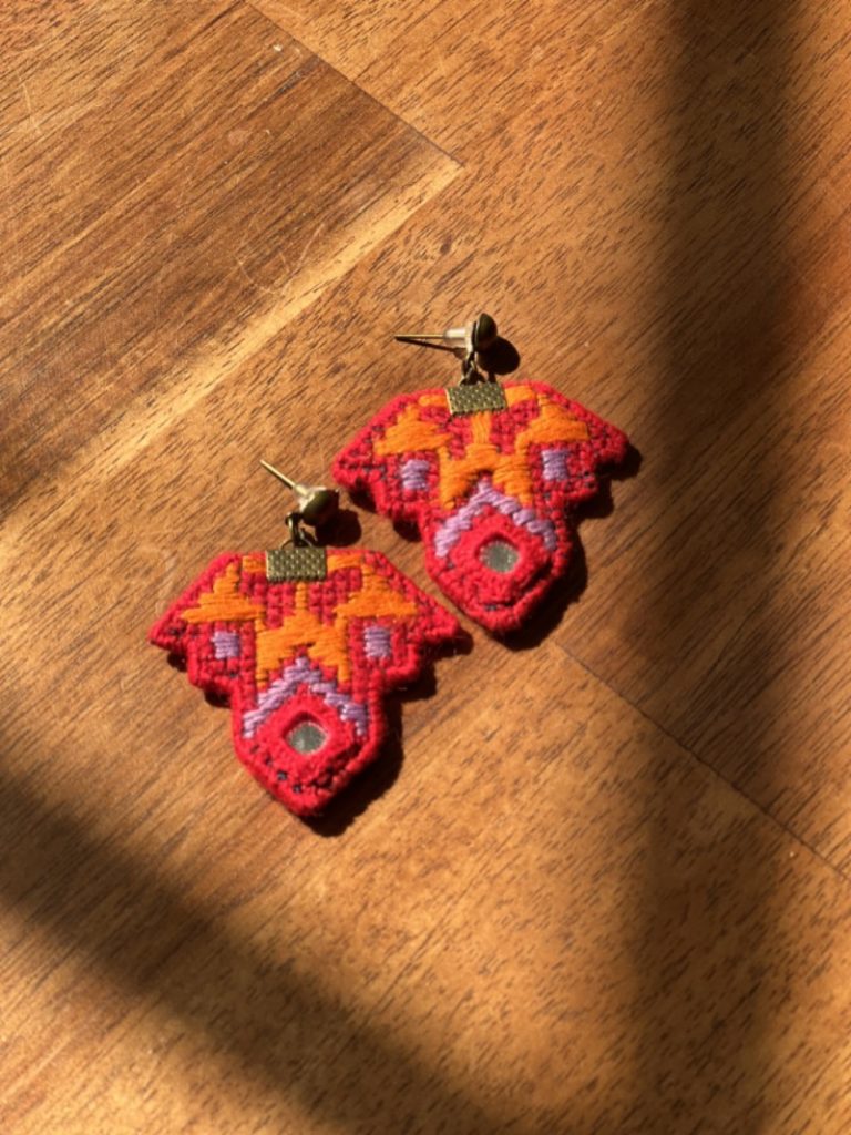 Butterfly Mirror-Embroidered Earrings
